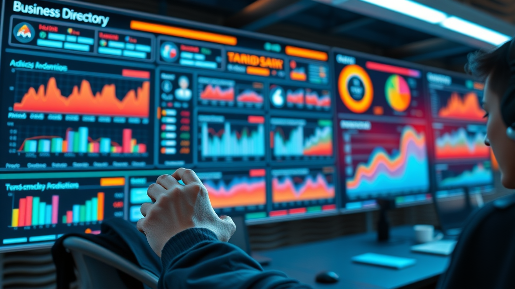 dynamic analytics dashboard for UK business directory company listing, featuring social media integration and search engine analytics