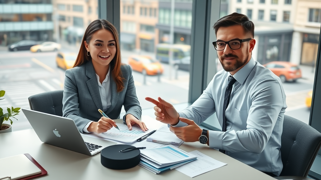 Chartered accountants for small businesses consulting in a modern office with cloud software.