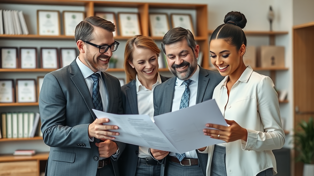 Professional mortgage advisors assisting clients in modern office environment