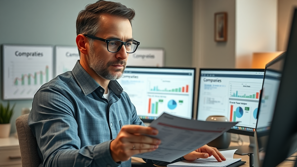 consultant comparing multiple UK company profile charts