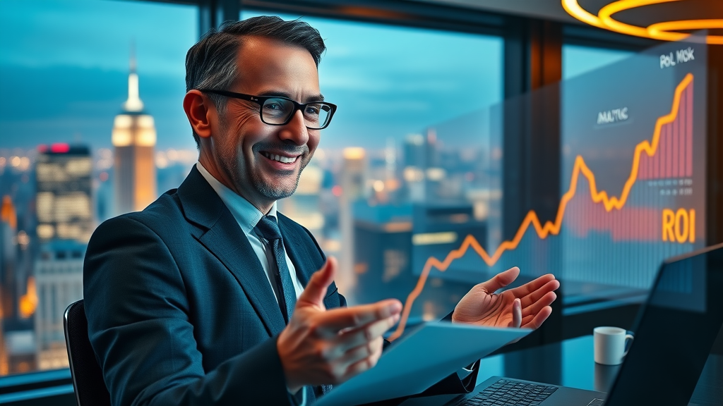 analytics dashboard showing rising ROI from content marketing services