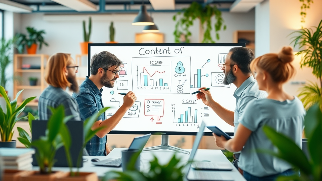 creative team brainstorming digital content marketing campaign ideas