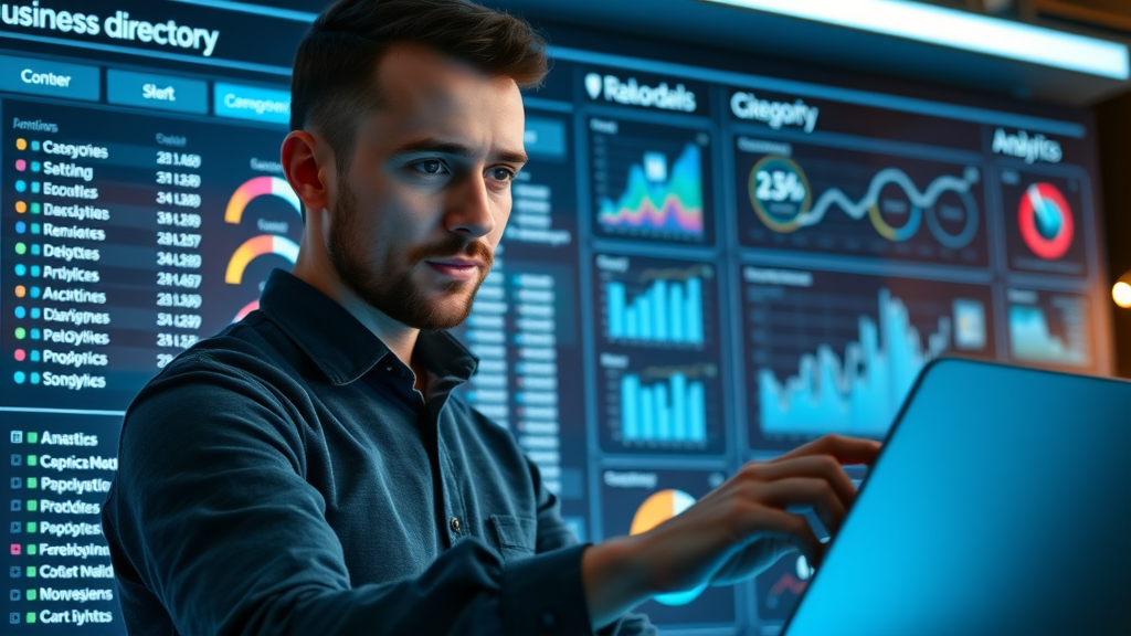 Modern UK digital business directory dashboard with analytics - business listings uk dashboard
