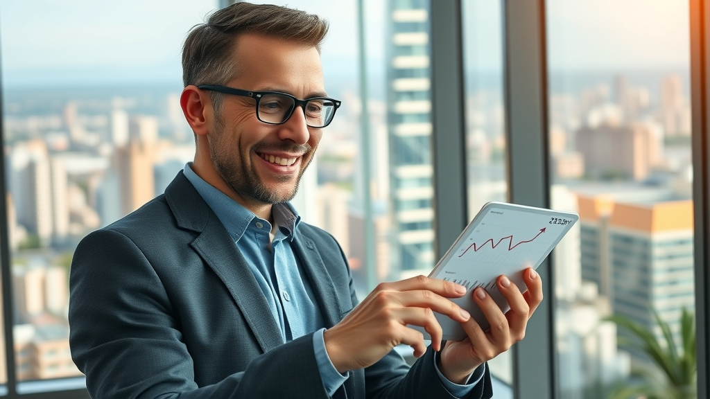 successful SME manager reviewing business growth analytics after listings on the uk sme directory