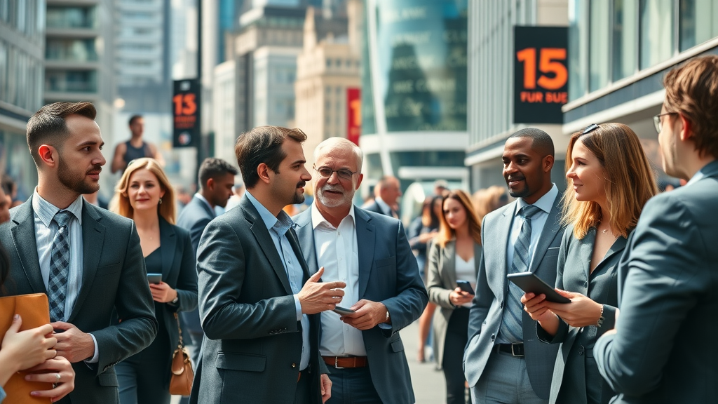 uk wide company directory business networking in a lively UK business district with iconic landmarks