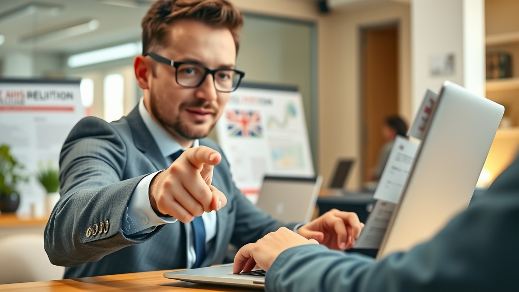 helpful business consultant guiding local business registration with digital business directory uk