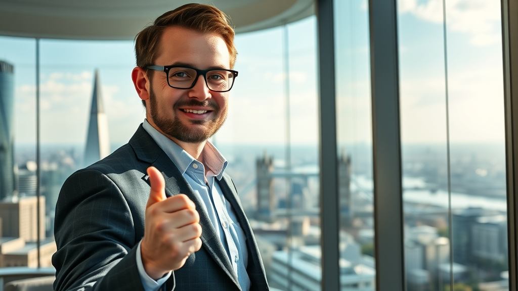 Small business owner optimising uk wide business directory listing from cozy UK home office