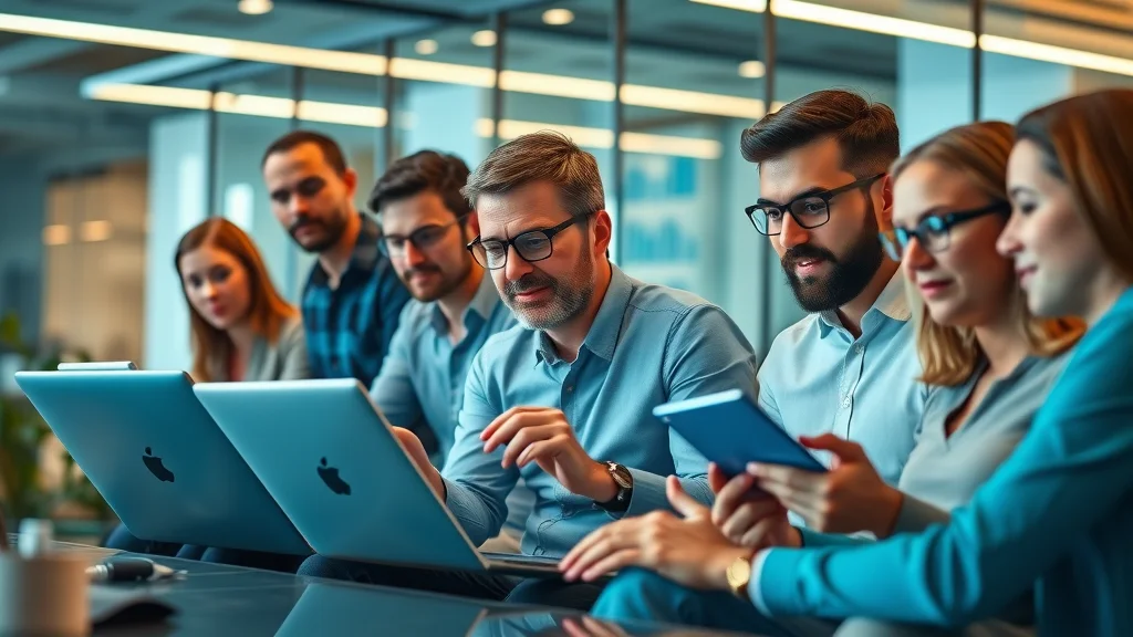 lead generation in digital marketing team: diverse marketers reviewing analytics in modern office