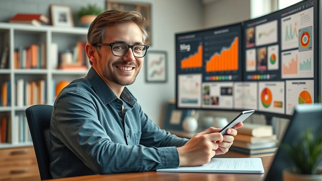 content marketing for lead generation in digital marketing; engaged marketer writing with graphs and content formats visible