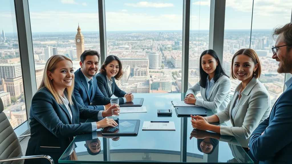 Prestigious insurance firm office with leading London personal and commercial insurance brokers in a collaborative meeting