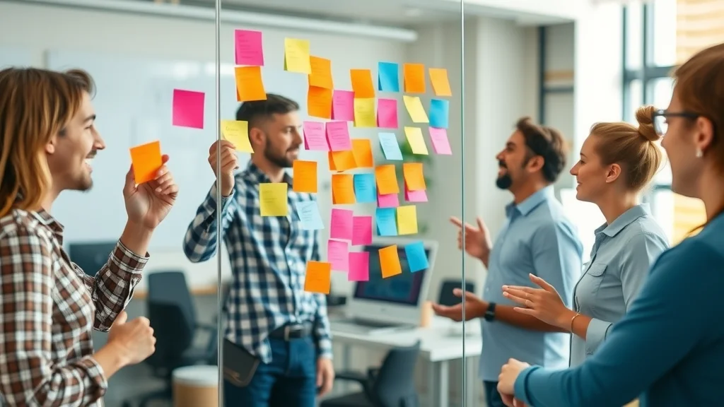 persona discovery for lead generation in digital marketing; collaborative team uses colorful persona cards on glass wall