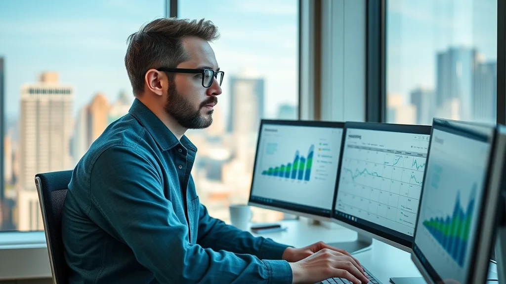 Social media manager reviewing video analytics and engagement on desktop, representing key steps in marketing with videos, shorts and reels