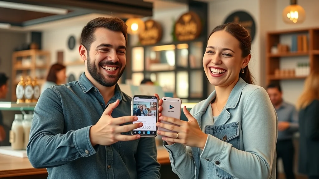 Joyful small business owners celebrating the success of their viral marketing video, representing the impact of marketing with videos, shorts and reels