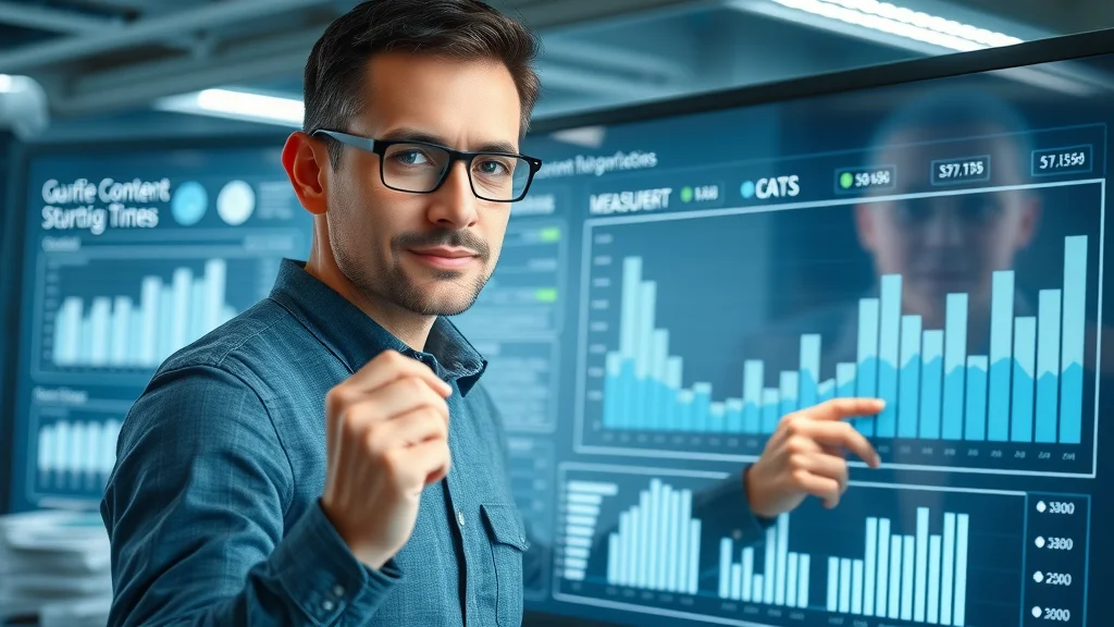 Content strategist setting and tracking measurable media and social media goals on a digital dashboard