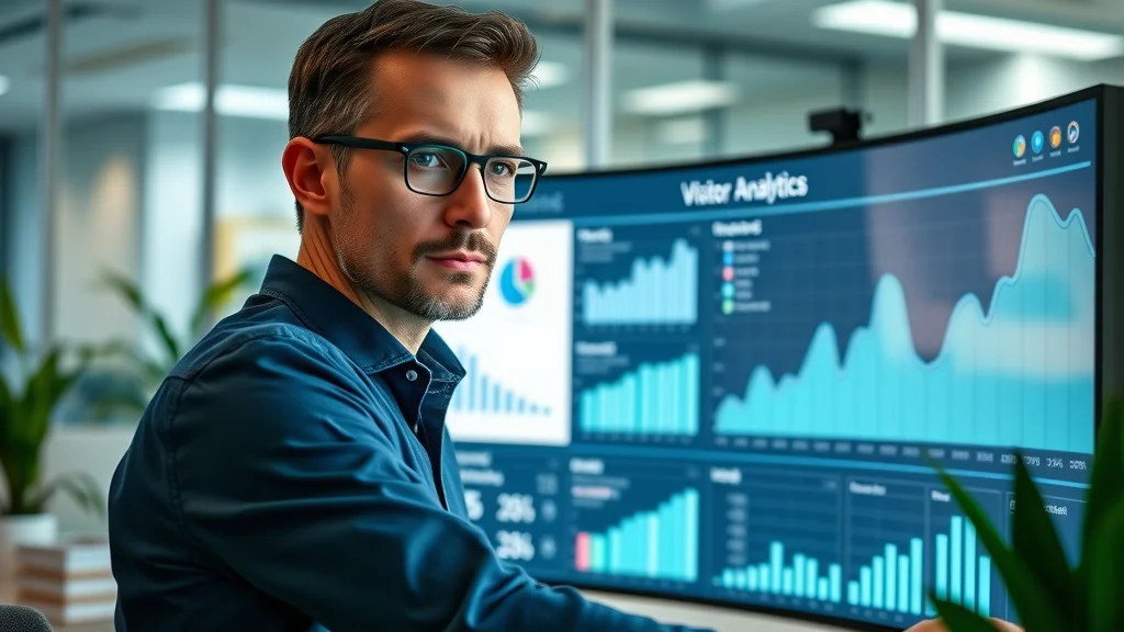 Business analytics dashboard tracking website traffic growth from business directory listings and online directories, strong blue and green accents