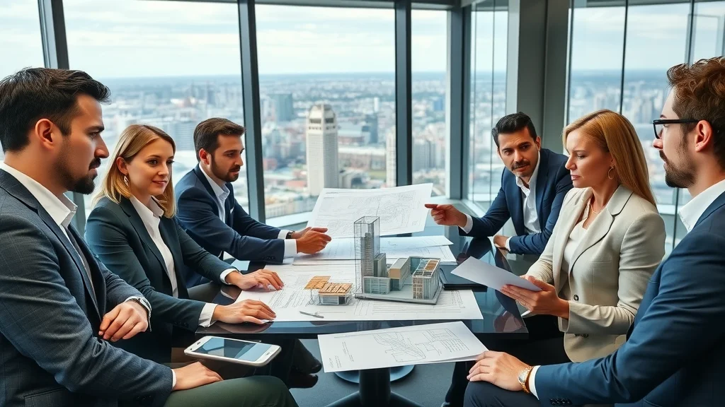 Modern boardroom meeting among diverse construction industry executives, top construction companies in the UK
