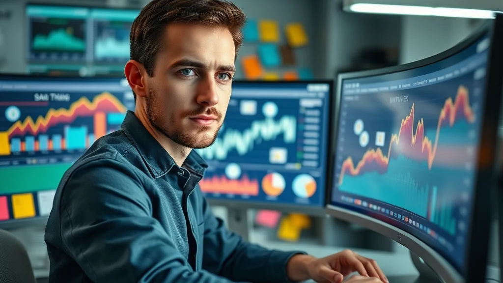 Digital marketer analyzing website traffic graphs for paid website traffic to get more website visitors in a tech-inspired workspace.