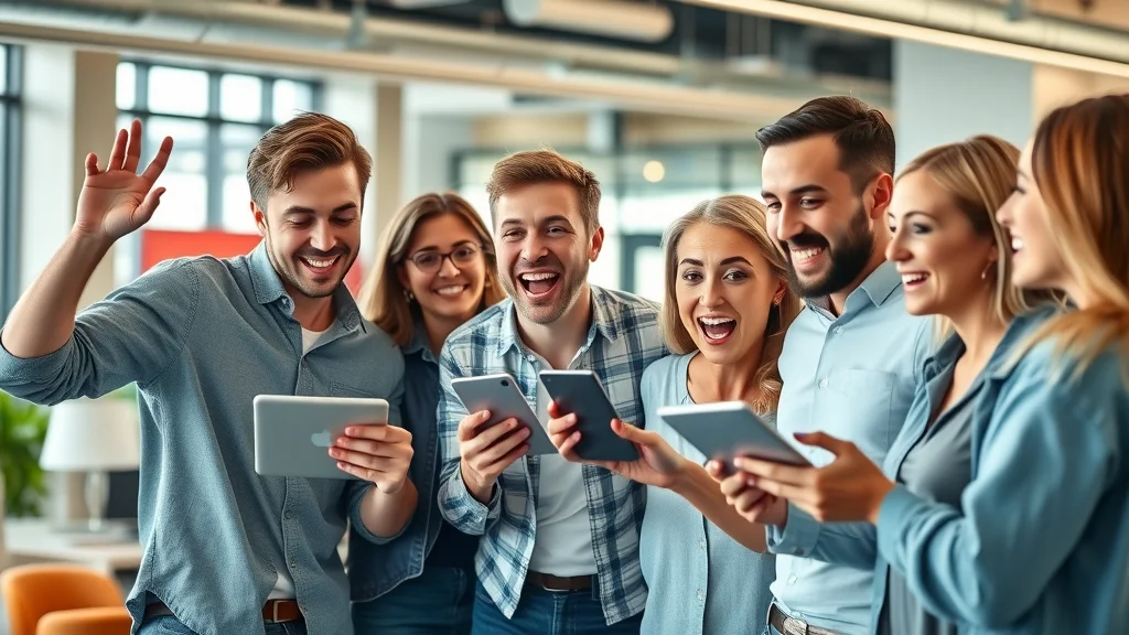 Digital marketing team collaborating on social media content creation for marketing agency