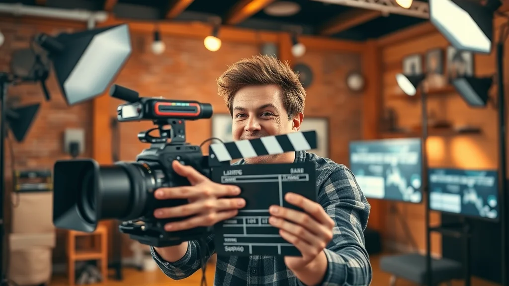 Content creator filming engaging video content for digital marketing campaigns using professional studio equipment in London