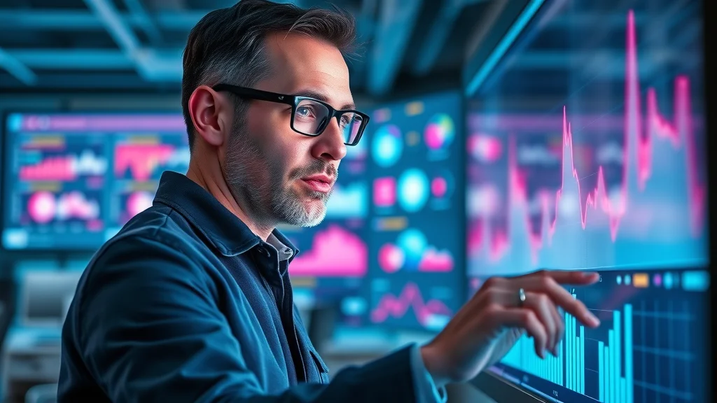 Insightful marketing analyst reviewing digital video performance metrics on illuminated screen reflecting the benefits of video content for digital marketing strategy