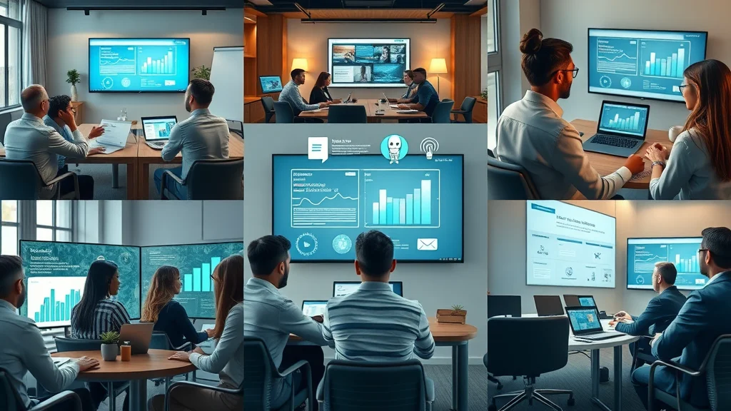 business teams in meetings adopting ai search and chatgpt search optimization strategies, photorealistic