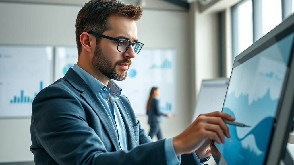 Recruitment manager analyzing data-driven hiring platform with advanced dashboards to improve recruitment process