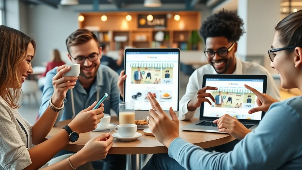 Multiple devices displaying the same ecommerce storefront in sync, showing multi-platform sales channel integration.