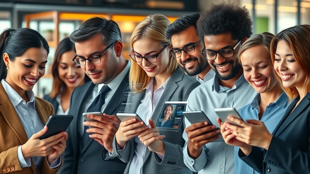 Diverse group of business professionals analyzing case studies of successful answer engine optimisation through AI search