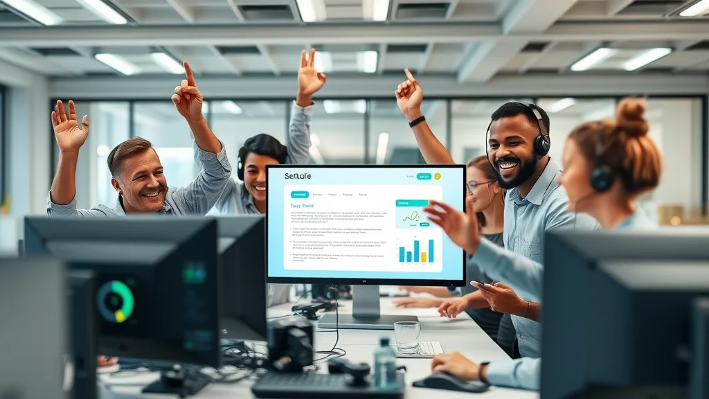 customer support team success: Empowered, diverse support teams celebrate resolving customer tickets with AI-powered tools