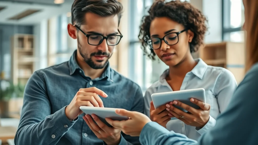 Thoughtful consultants analyze customer experience data and category strategy performance charts in a modern workspace