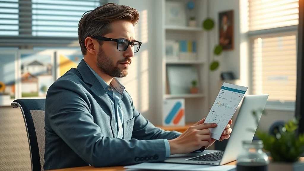 Professional real estate agent reviewing email analytics for property marketing applications and solutions