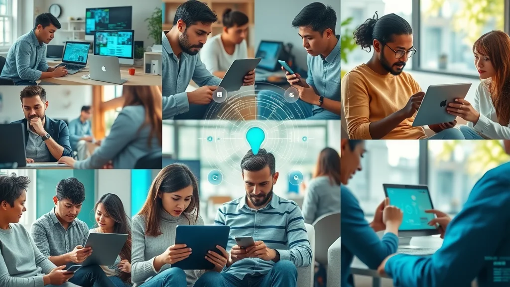 people are using gpts as primary search in diverse environments, engaging with AI interfaces on devices, photorealistic, digital overlays