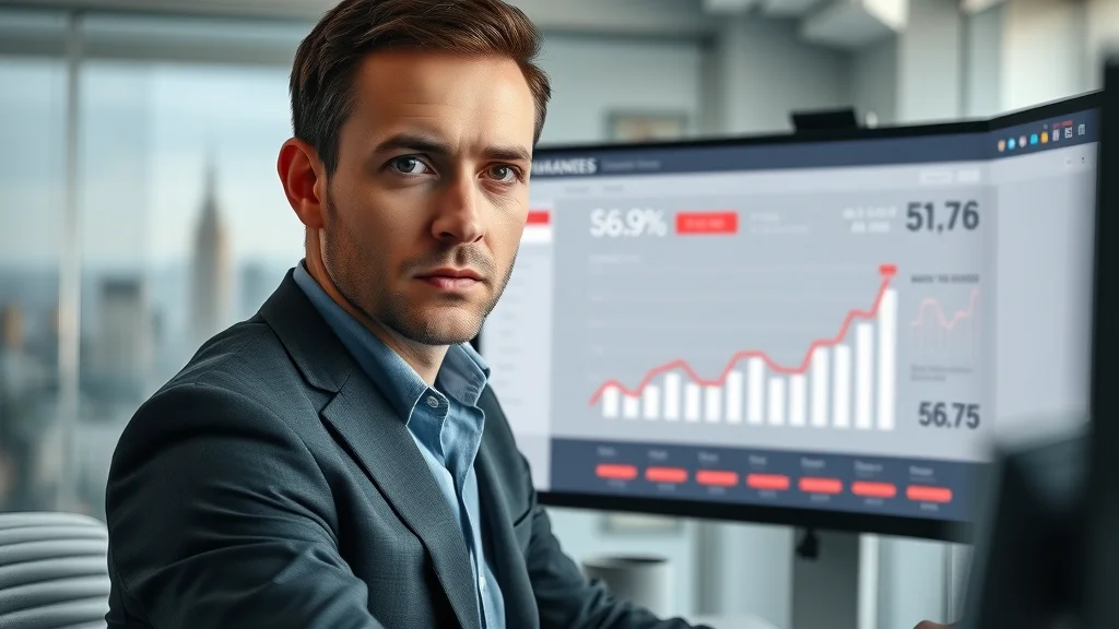 Serious marketing manager viewing empty analytics dashboard&mdash;negative financial impacts from missing content marketing